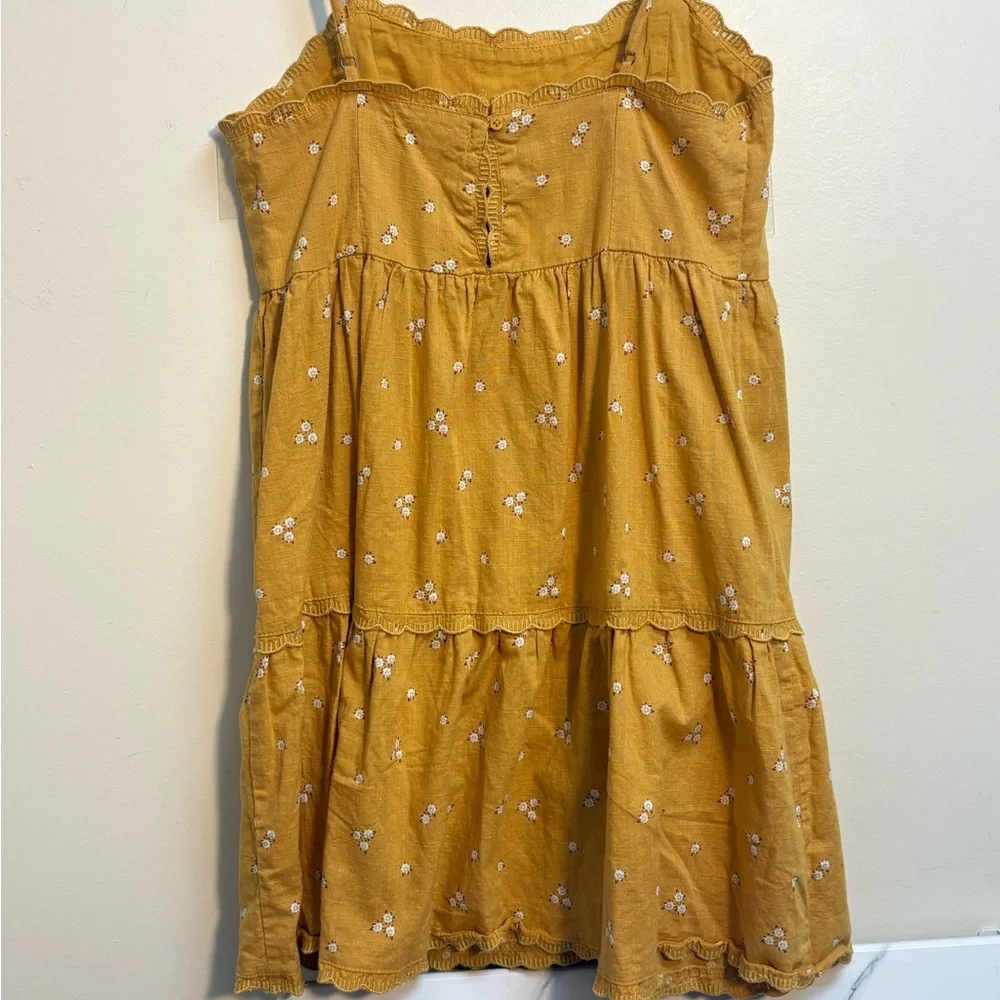 Aeropostale Mustard Floral Ruffle Tiered Sundress Size S